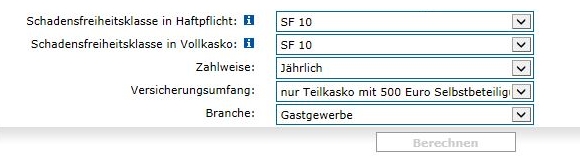 LKW Versicherungsrechner Eingaben