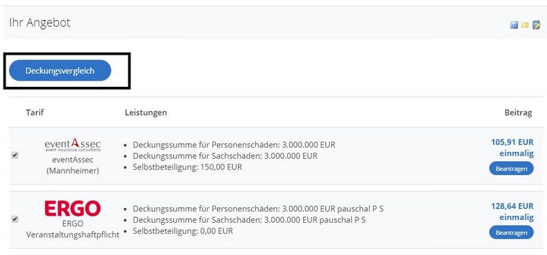 Berechnung Versicherung für eine Veranstaltung Grafik 3